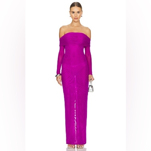 Bronx and Banco Dresses & Skirts - Bronx and Banco Monica Off The Shoulder Gown in Fuchsia